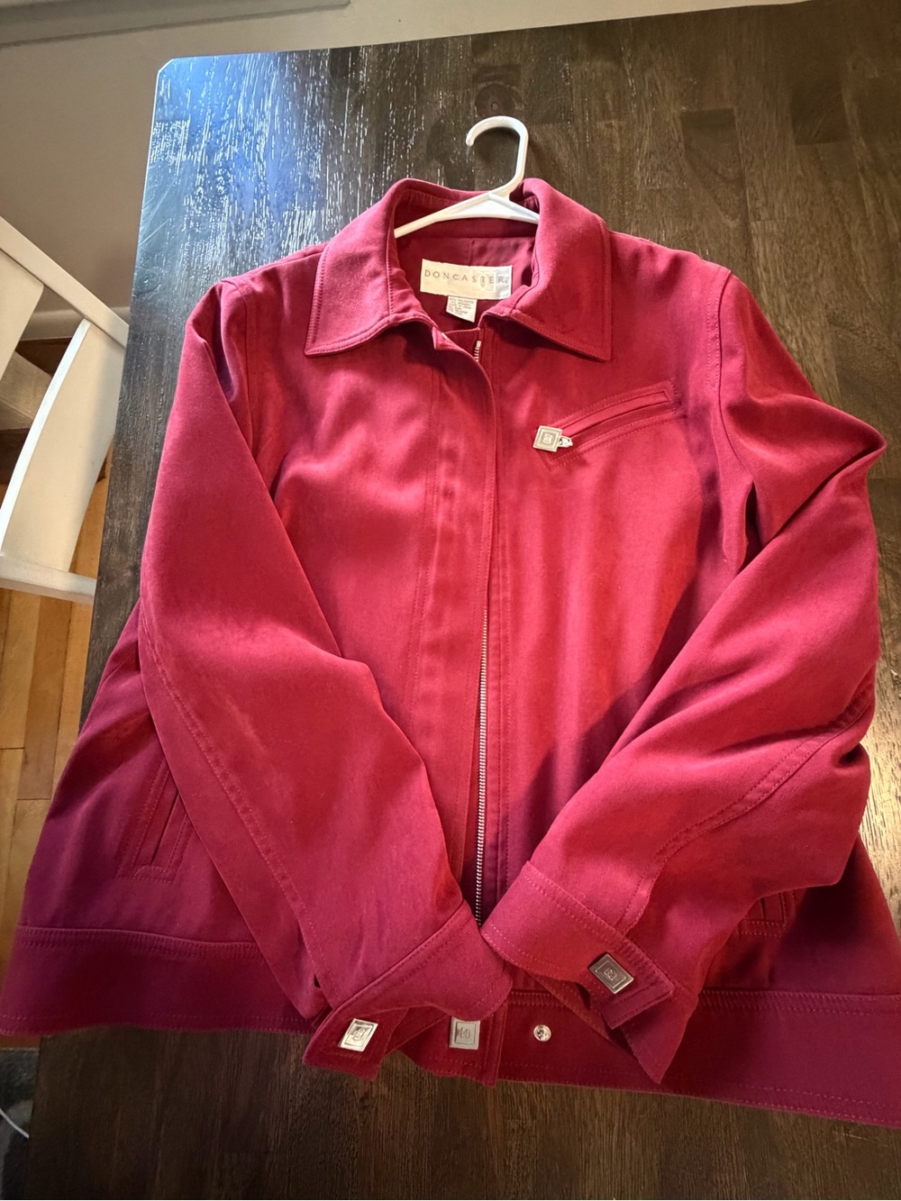 Doncaster Raspberry Red Zip-Front Utility Jacket - Picture 6 of 12